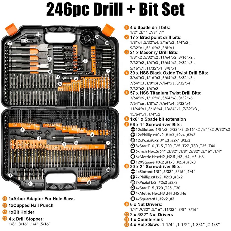 246 PCS dengan Efisiensi dan K - Drill Bit Set ulasan dan harga